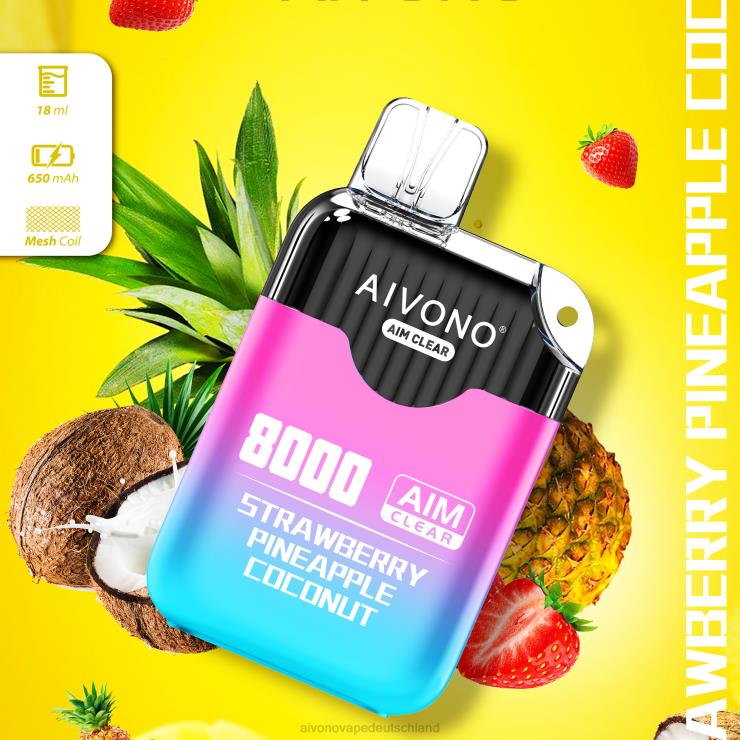 Aivono AIM CLEAR 8000 Erdbeer-Ananas-Kokosnuss 4V0P8207 - Aivono Deutschland