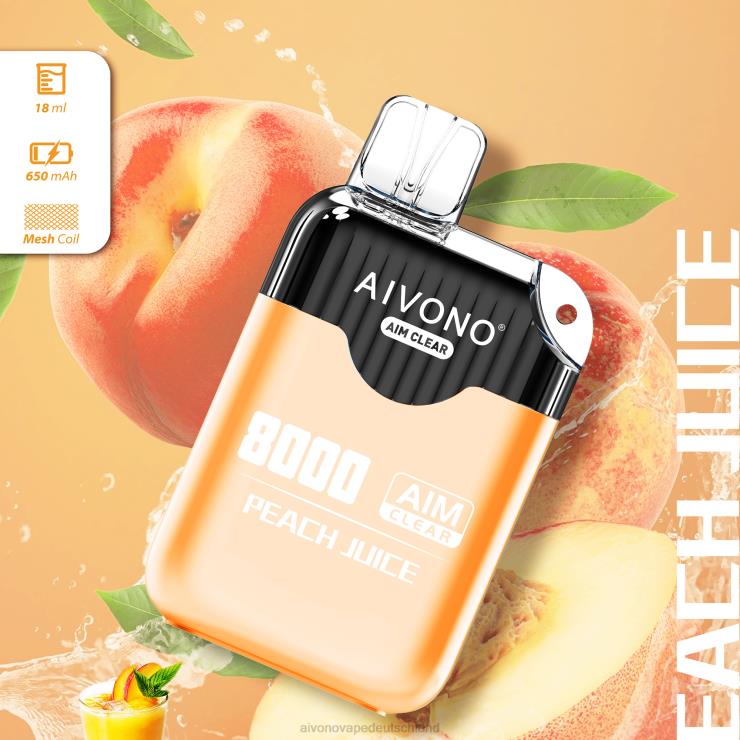 Aivono AIM CLEAR 8000 Pfirsichsaft 4V0P8203 - Aivono Vape Deutschland