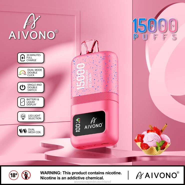 Aivono AIM magic 15000 Erdbeereis 4V0P866 - Aivono Deutschland