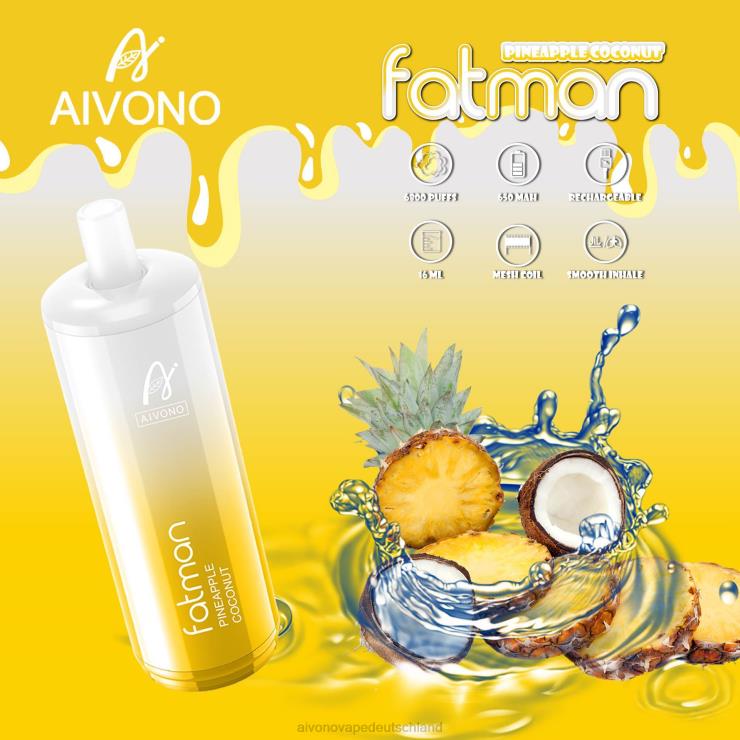 Aivono FATMAN 6800 Ananas-Kokosnuss 4V0P829 - Aivono Vape Deutschland
