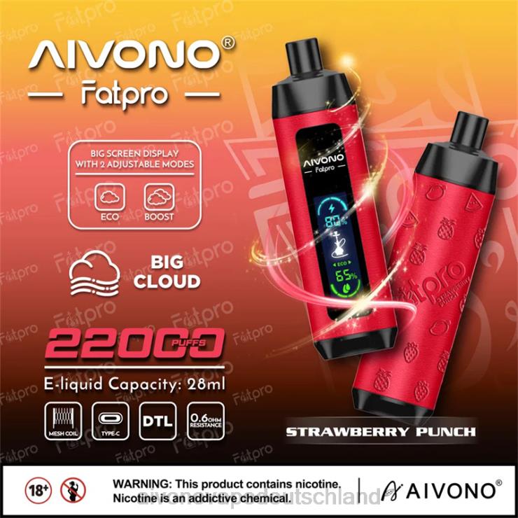 Aivono Fatpro 22000 Erdbeerpunsch 4V0P88 - Aivono Vape Deutschland