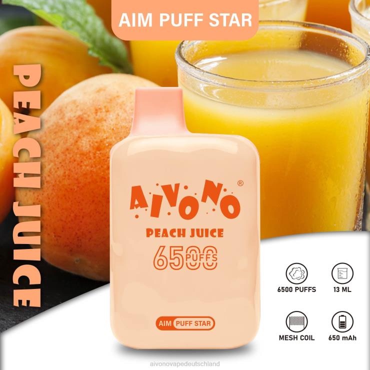 Aivono AIM PUFF STAR 6500 Pfirsichsaft 4V0P8289 - Aivono Vape