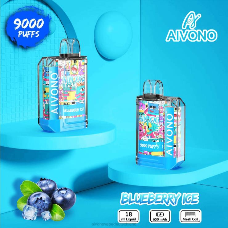 Aivono AIM XXL 9000 Mundaufkleber transparent Blaubeereis 4V0P850 - Aivono Vape Deutschland