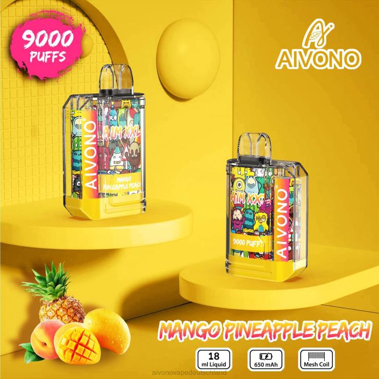 Aivono AIM XXL 9000 Mundaufkleber transparent Mango-Ananas-Pfirsich 4V0P849 - Aivono Vape