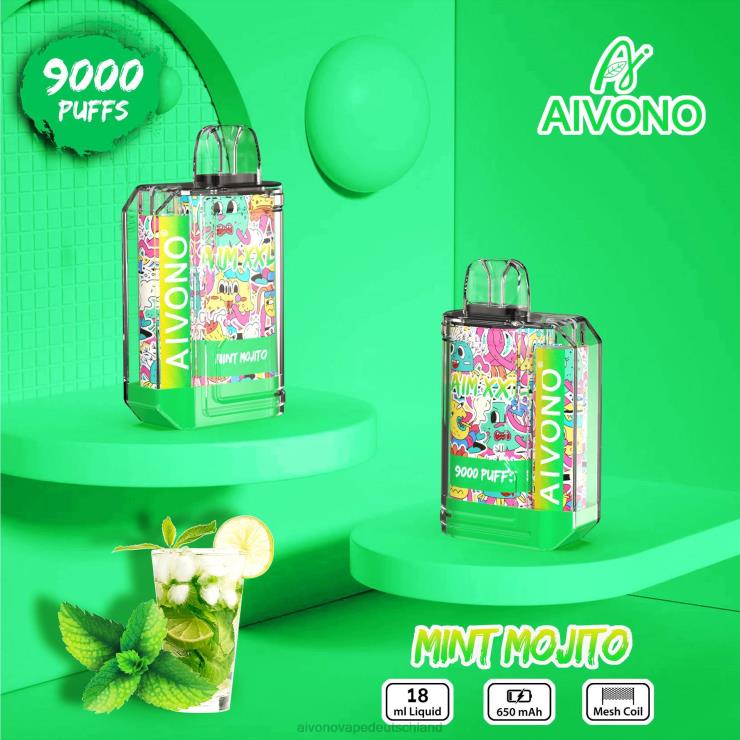 Aivono AIM XXL 9000 Mundaufkleber transparent Minz-Mojito 4V0P855 - Aivono Vape