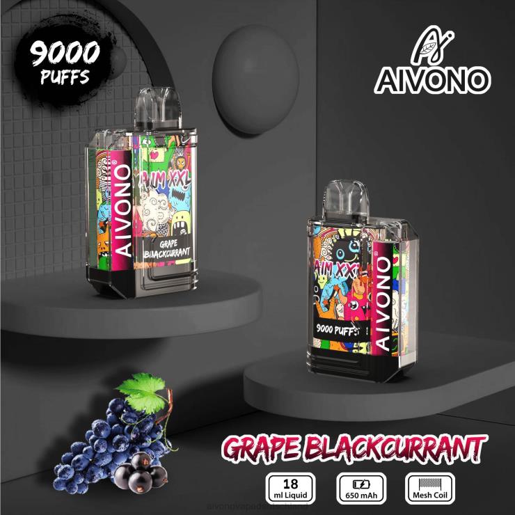 Aivono AIM XXL 9000 Mundaufkleber transparent Traube schwarze Johannisbeere 4V0P856 - Aivono Vape Deutschland