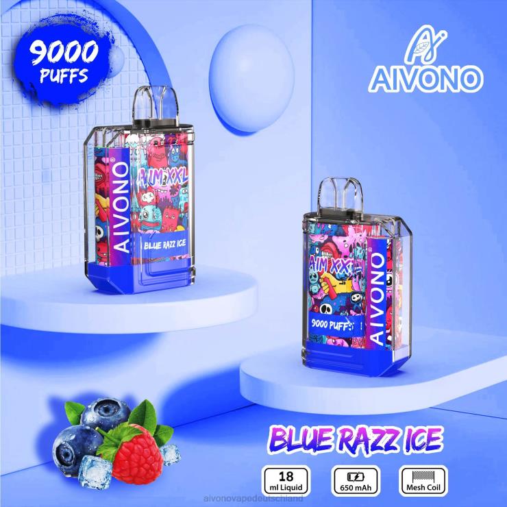 Aivono AIM XXL 9000 Mundaufkleber transparent blaues Razz-Eis 4V0P854 - Aivono Deutschland