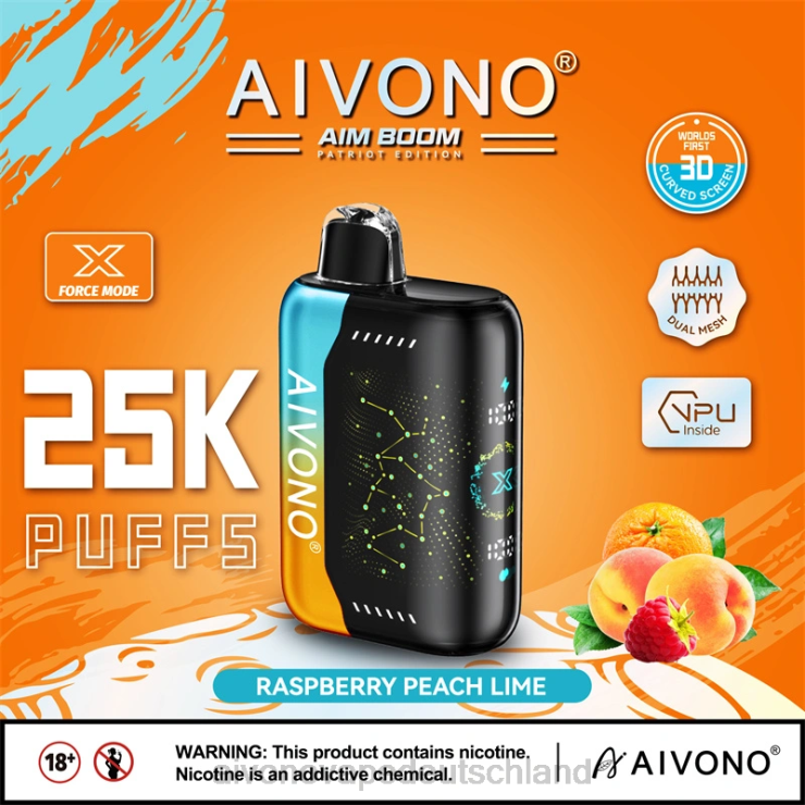 Aivono AIM BOOM 25000 Himbeer-Pfirsich-Limette 4V0P8350 - Aivono Vape Deutschland