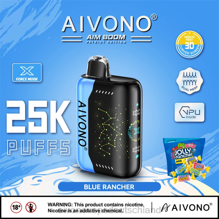 Aivono AIM BOOM 25000 blauer Rancher 4V0P8344 - Aivono Vape Deutschland