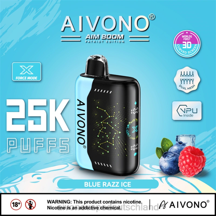 Aivono AIM BOOM 25000 blaues Razz-Eis 4V0P8345 - Aivono Deutschland