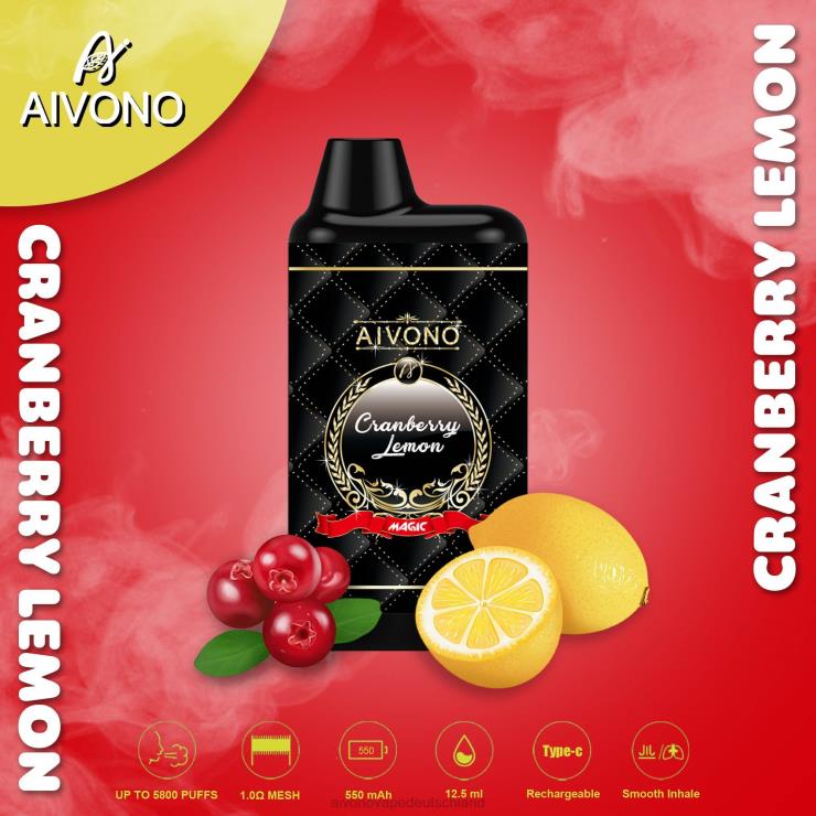 Aivono AIM MAGIC 5800 Mundbox-Zigarette Cranberry-Zitrone 4V0P889 - Aivono Vape Deutschland