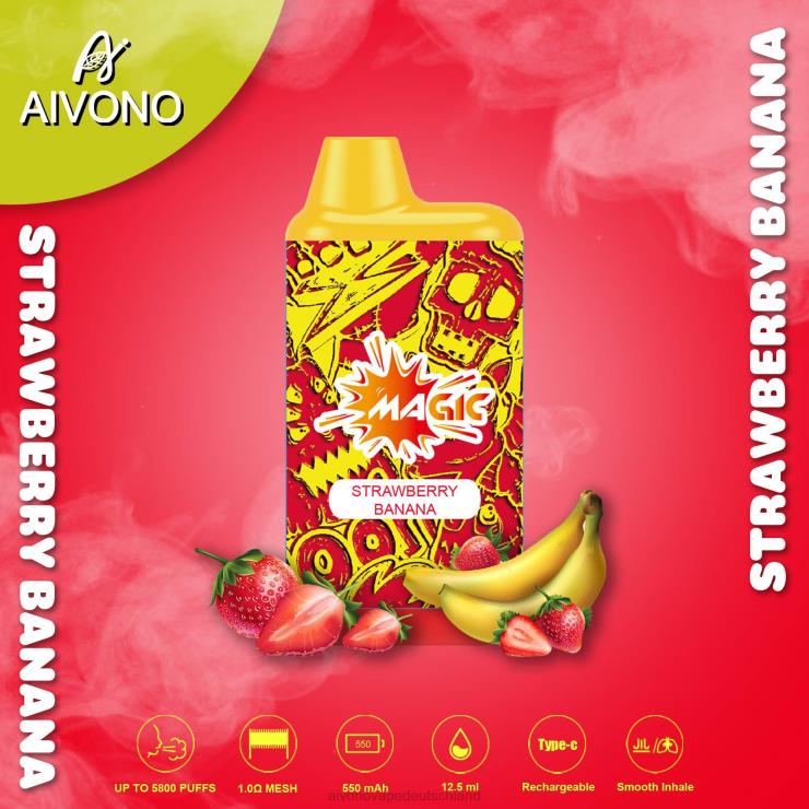Aivono AIM MAGIC 5800 Mundbox-Zigarette Erdbeerbanane 4V0P893 - Aivono Deutschland