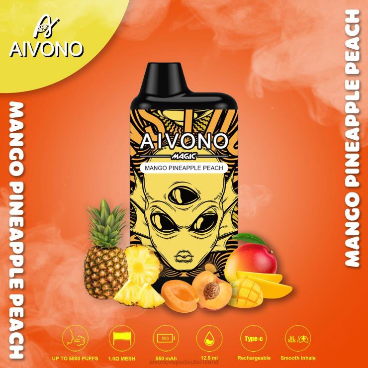 Aivono AIM MAGIC 5800 Mundbox-Zigarette Mango-Ananas-Pfirsich 4V0P888 - Aivono Vape