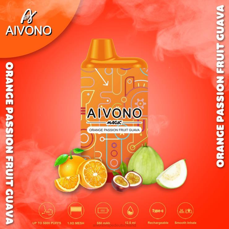 Aivono AIM MAGIC 5800 Mundbox-Zigarette Orangen-Passionsfrucht-Guave 4V0P890 - Aivono Deutschland
