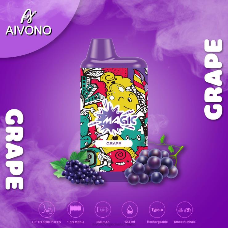 Aivono AIM MAGIC 5800 Mundbox-Zigarette Traube 4V0P892 - Aivono Vape Deutschland