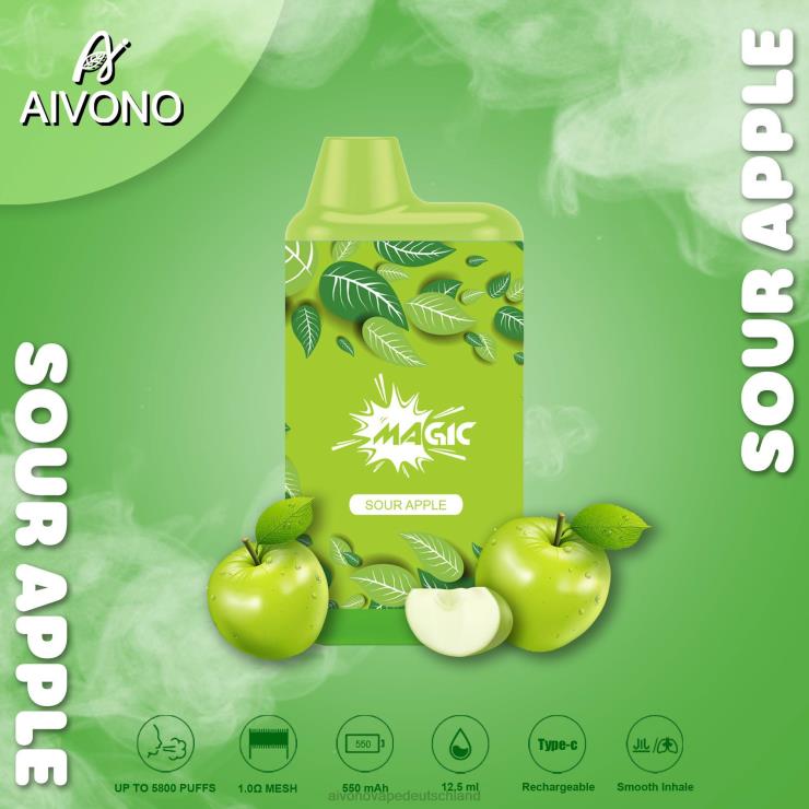 Aivono AIM MAGIC 5800 Mundbox-Zigarette saurer Apfel 4V0P887 - Aivono Deutschland